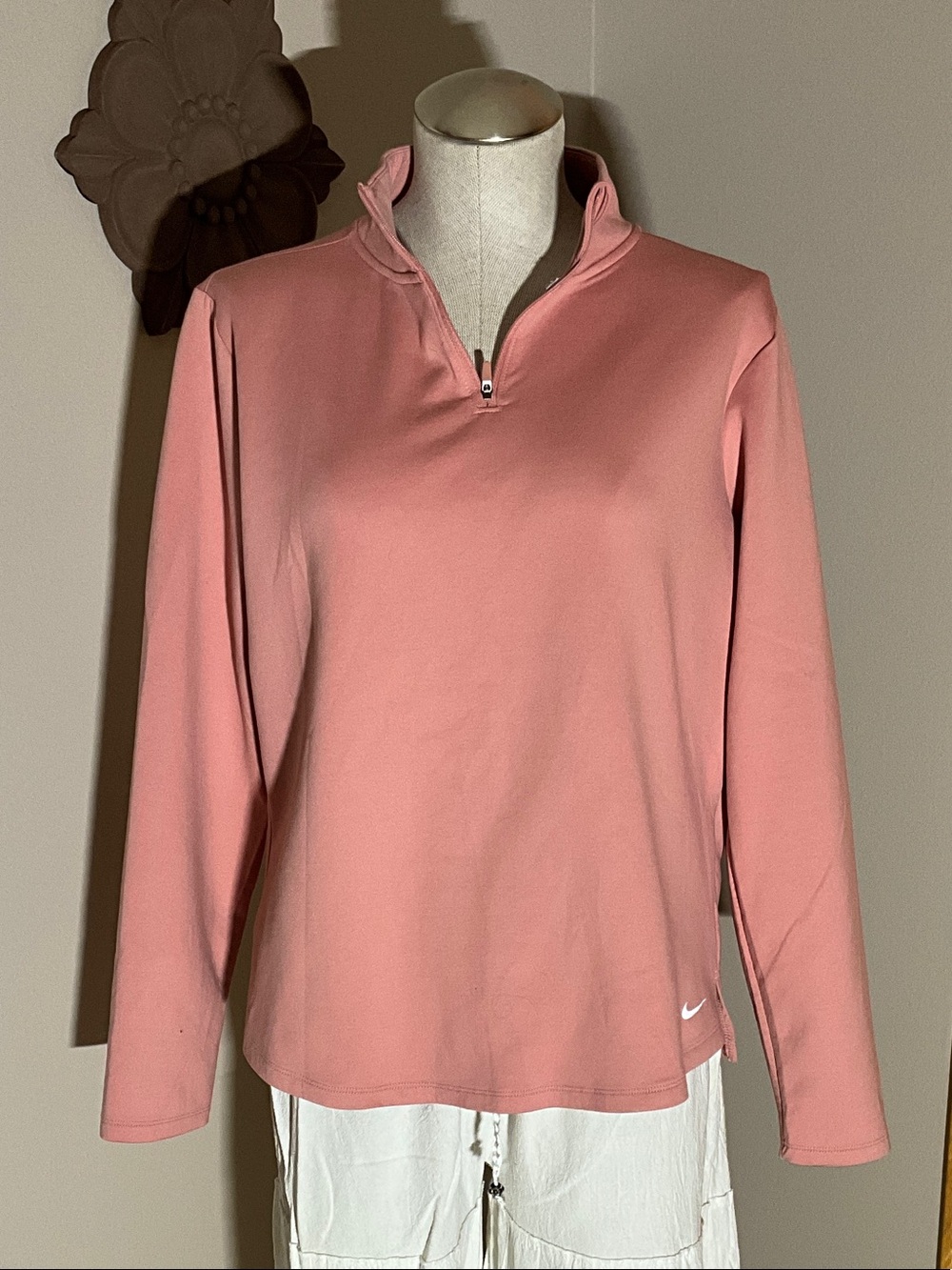 Nike Women's Dusty Pink Quarter-Zip Pullover